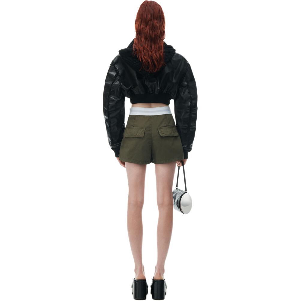 (Women) Alexander Wang SS24  High-Waisted Wide-Leg Cargo Shorts Olive Green. 1WC2244726305 圖 6