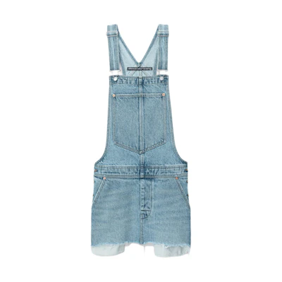 (Women) Alexander Wang SS24 Indigo Denim Mini Sleeveless Dress with Suspenders. 4DC22462914-71A