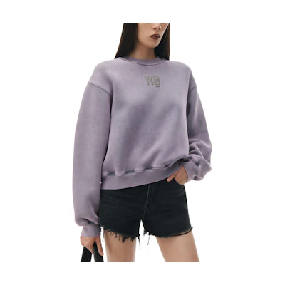 (Women) Alexander Wang SS24 Lavender Crewneck Pullover Letter Sweatshirt 4CC3221360687A