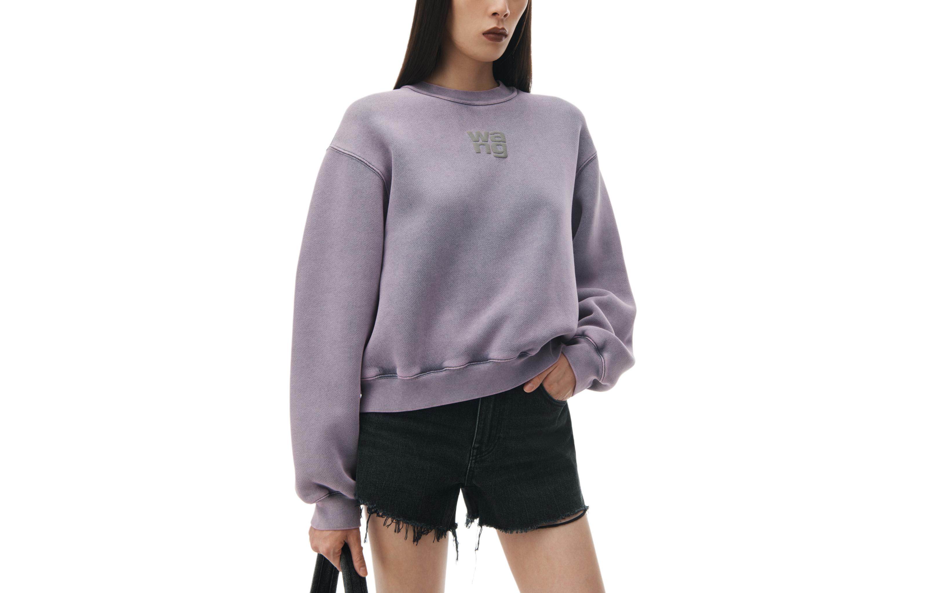 Order (Women) Alexander Wang SS24  Lavender Crewneck Pullover Letter Sweatshirt 4CC3221360687A