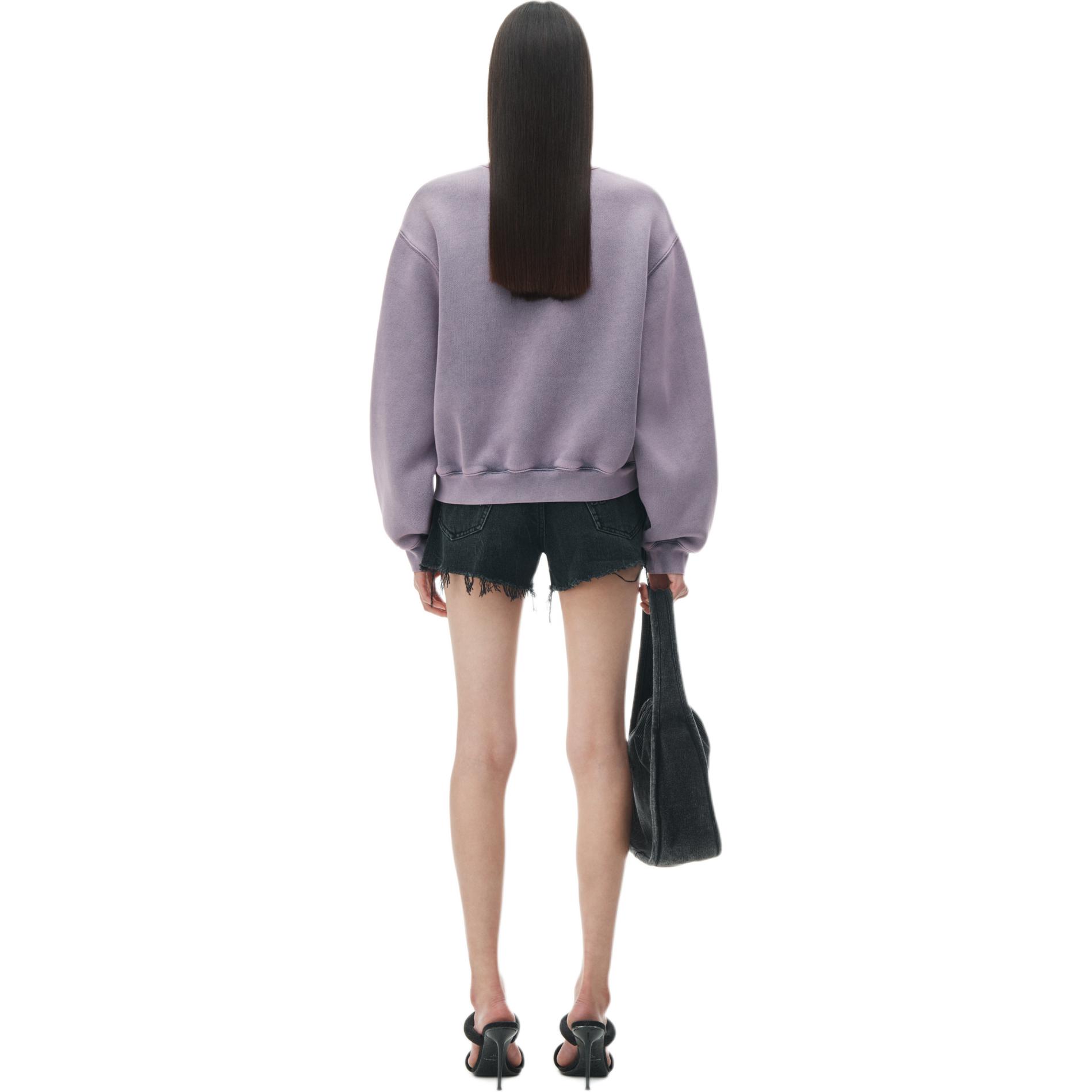 Shop (Women) Alexander Wang SS24  Lavender Crewneck Pullover Letter Sweatshirt 4CC3221360687A