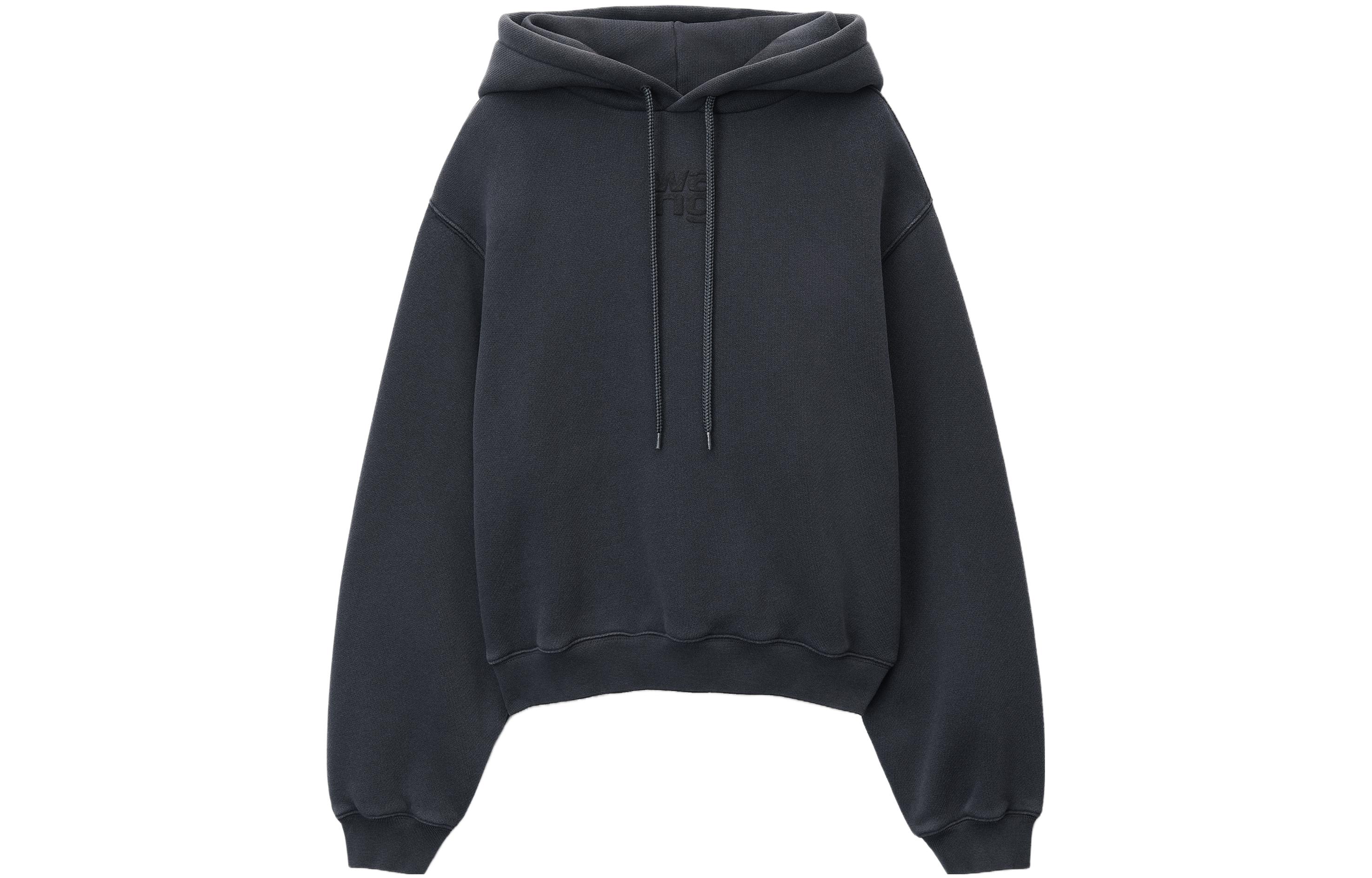 (Women) Alexander Wang SS24  Letter Print Logo Hoodie in Dark Grey. 4CC3222069-094A