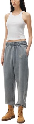 (Women) Alexander Wang SS24 Logo Jogger Knit Sweatpants Acid Wash Mist. 4CC3224348-Grey Lookbook (Women) Alexander Wang SS24 Logo Jogger Knit Sweatpants Acid Wash Mist. 4CC3224348-Grey