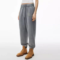 Purchase (Women) Alexander Wang SS24 Logo Jogger Knit Sweatpants Acid Wash Mist. 4CC3224348-Grey