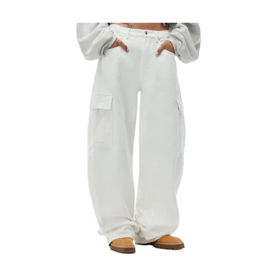 (Women) Alexander Wang SS24 Low-Rise Wide-Leg White Denim Jeans. 4DC2244305-120