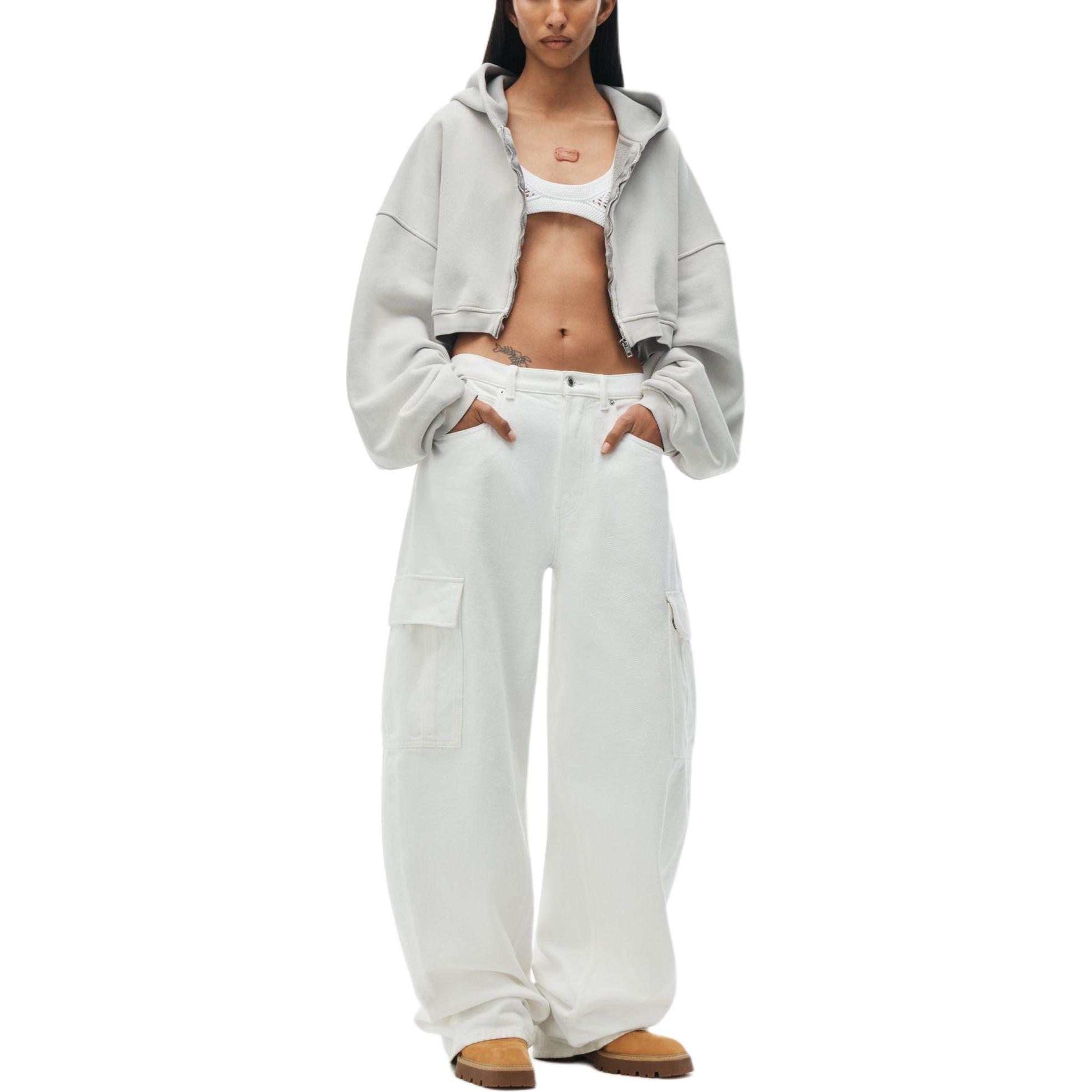 Lookbook (W) アレキサンダー ワン SS24 ローライズ ワイドレッグ ホワイト デニムジーンズ. 4DC2244305-120