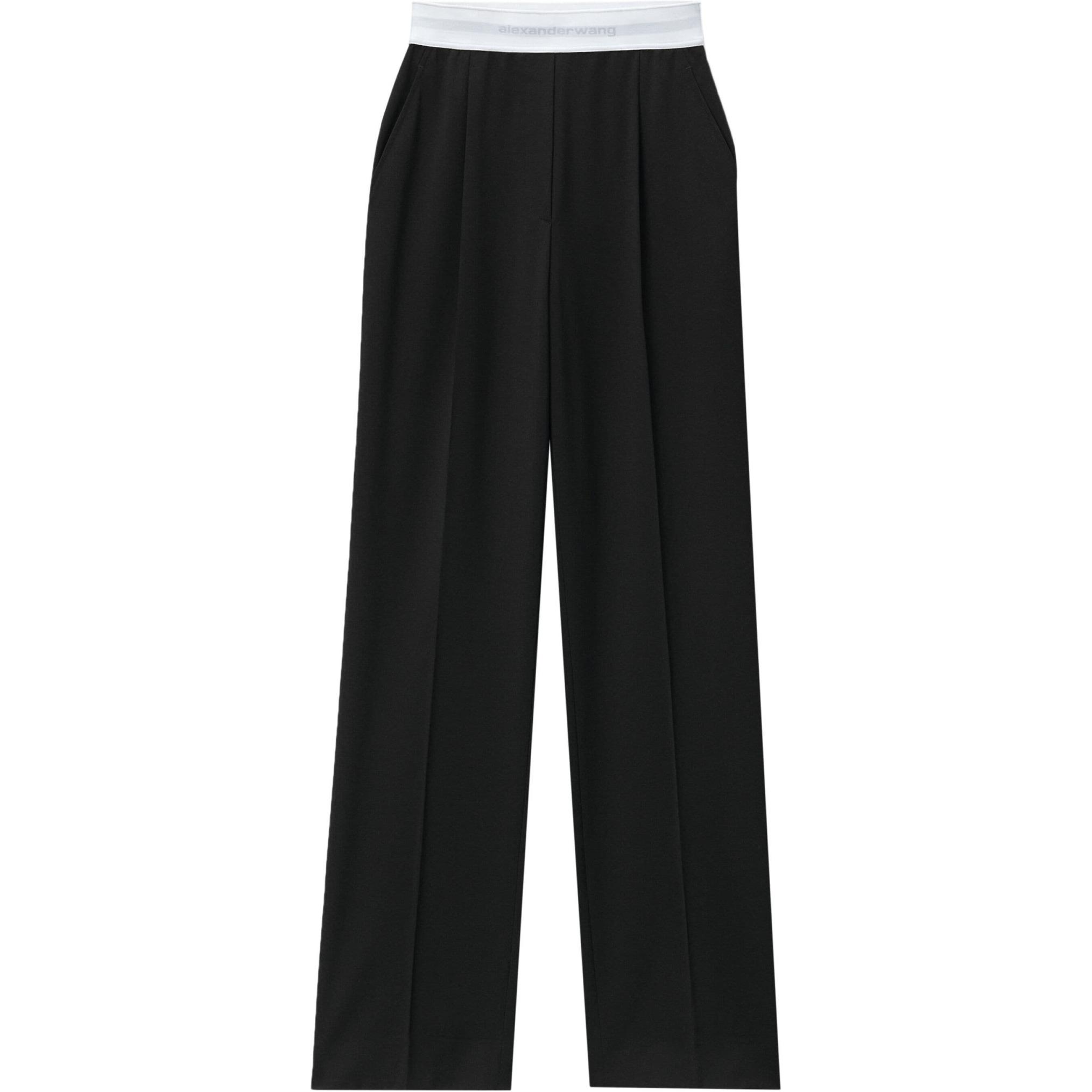 (Women) Alexander Wang SS24  Mid-Rise Colorblock Elastic Waist Casual Pants Black 1WC3244748001-BLACK