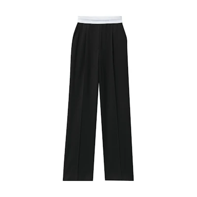 (Women) Alexander Wang SS24 Mid-Rise Colorblock Elastic Waist Casual Pants Black 1WC3244748001-BLACK