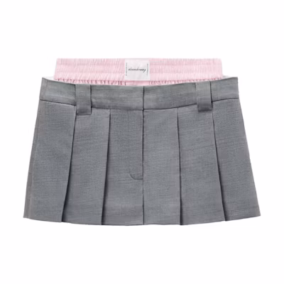 (Women) Alexander Wang SS24 Mid-Rise Layered Comfort Shorts Light Gray 1WC3244738-GREY