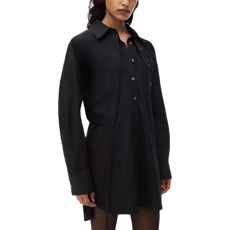 (Women) Alexander Wang SS24  Minimalist Black Button-Down Long-Sleeve Shirt Dress 4WC1246245-BLACK 圖 4