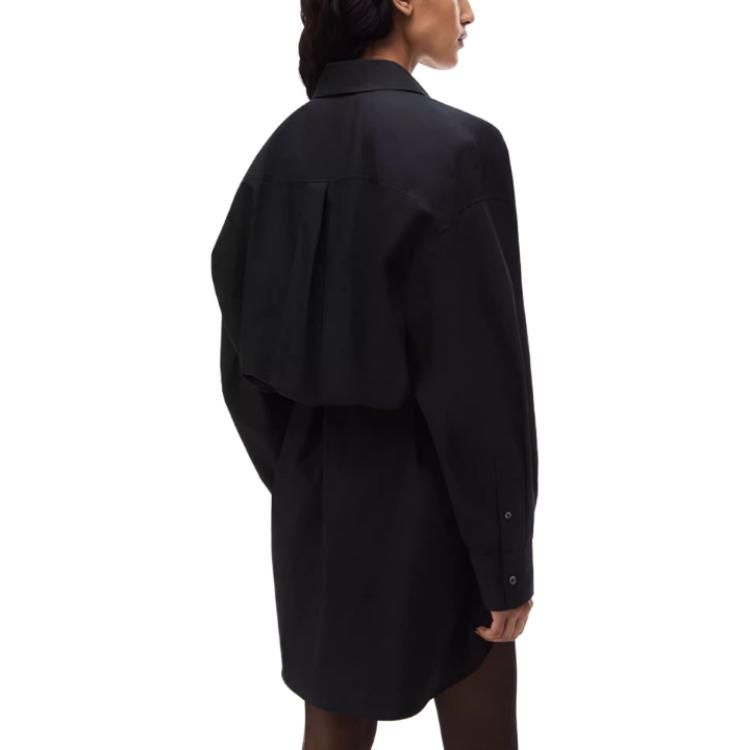 (Women) Alexander Wang SS24  Minimalist Black Button-Down Long-Sleeve Shirt Dress 4WC1246245-BLACK 圖 6