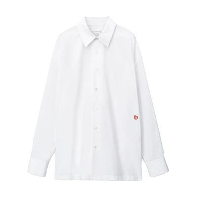 (Women) Alexander Wang SS24 Oversized Cotton Button-Up Long-Sleeve Shirt White 4WC1241449-100