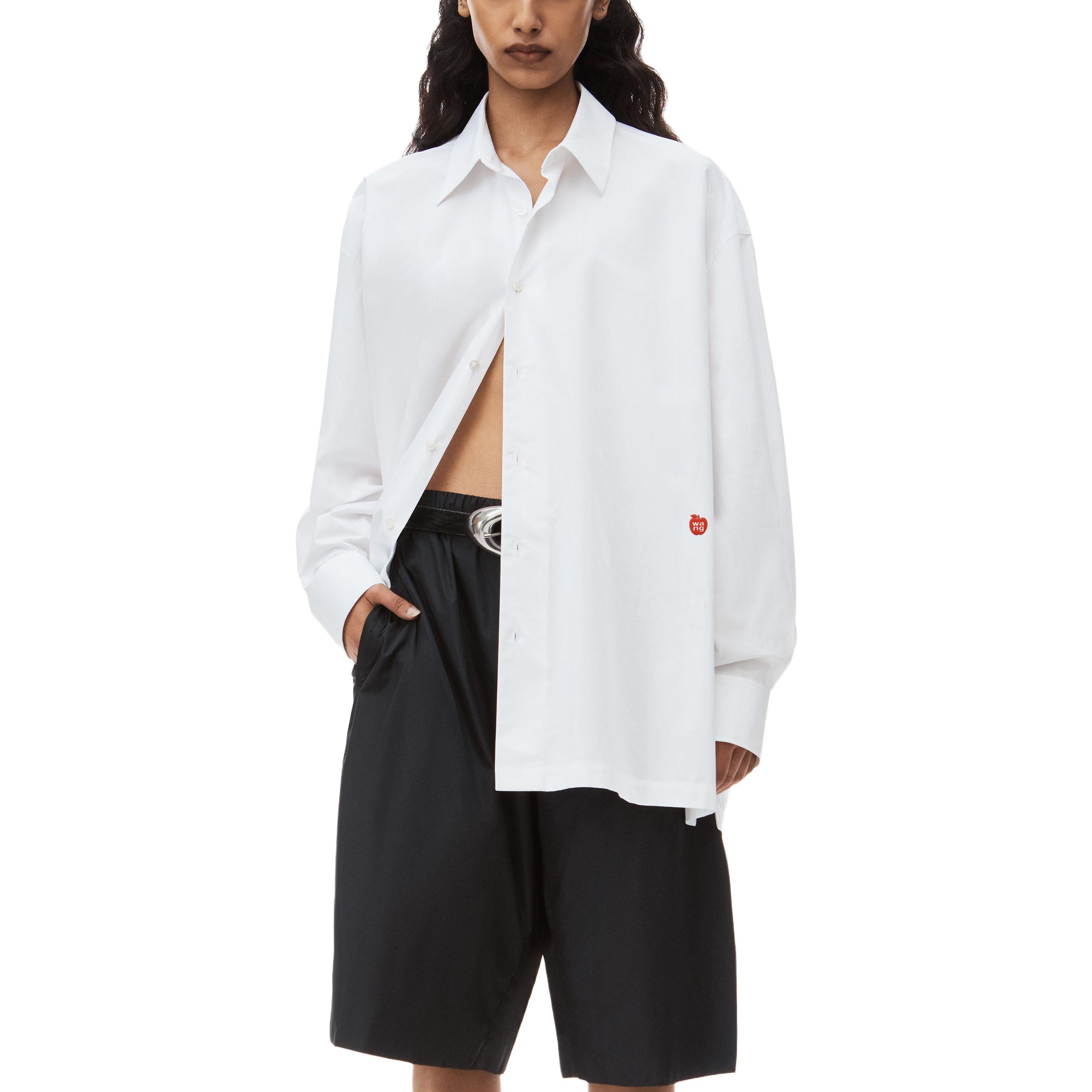 Purchase (W) アレキサンダー ワン SS24 オーバーサイズ コットン 長袖 シャツ ホワイト 4WC1241449-100