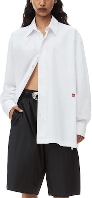 (Women) Alexander Wang SS24 Oversized Cotton Button-Up Long-Sleeve Shirt White 4WC1241449-100 Purchase (Women) Alexander Wang SS24 Oversized Cotton Button-Up Long-Sleeve Shirt White 4WC1241449-100