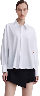 (Women) Alexander Wang SS24 Oversized Cotton Button-Up Long-Sleeve Shirt White 4WC1241449-100 Details for (Women) Alexander Wang SS24 Oversized Cotton Button-Up Long-Sleeve Shirt White 4WC1241449-100