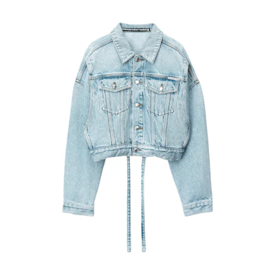 (Women) Alexander Wang SS24 Oversized Cropped Denim Jacket Blue. 4DC1242246-453