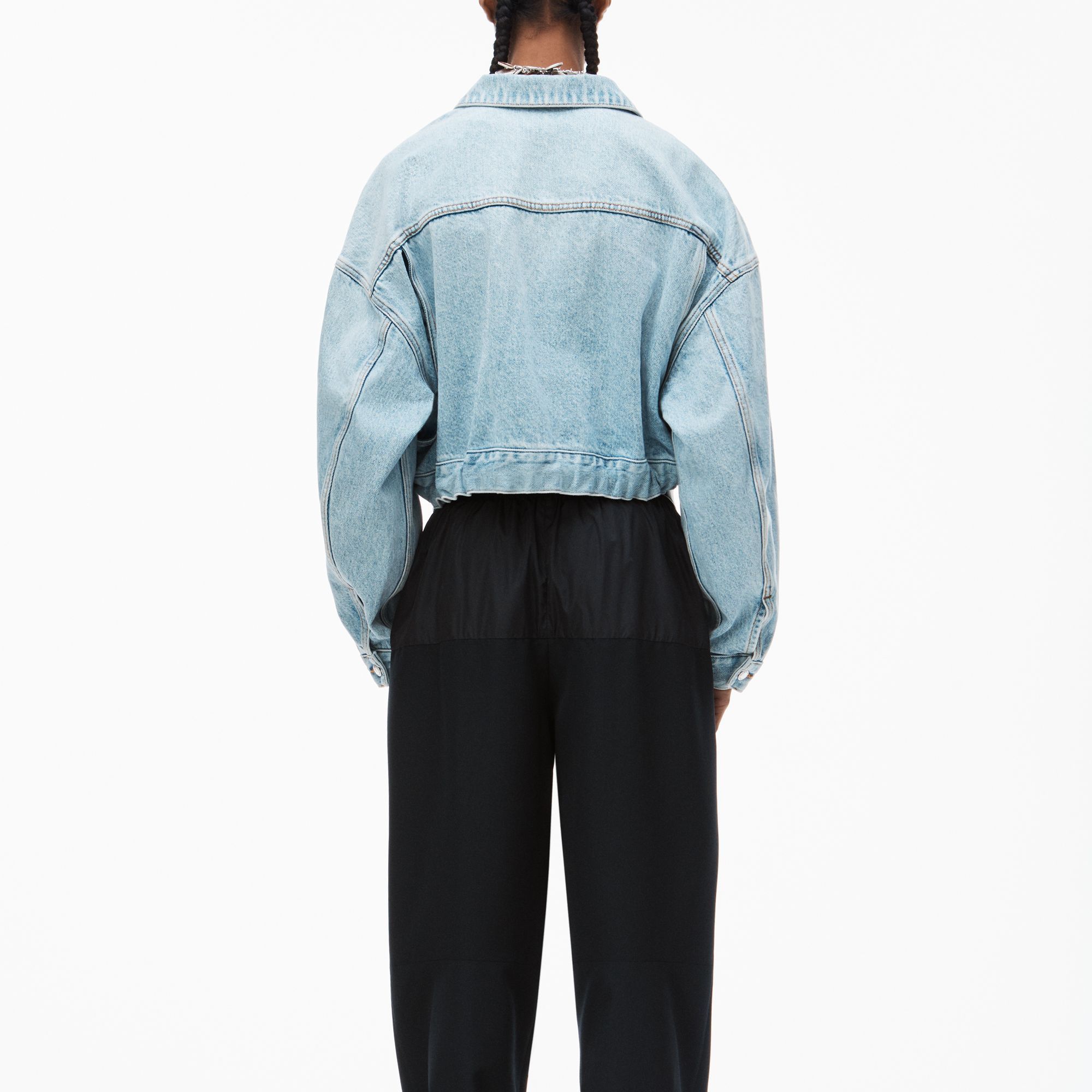 Shop (W) アレキサンダー ワン SS24 オーバーサイズ クロップド デニム ジャケット ブルー 4DC1242246-453