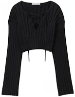 (Women) Alexander Wang SS24 Oversized Cropped Knit Pullover - Black 4KC2241014-001 (Women) Alexander Wang SS24 Oversized Cropped Knit Pullover - Black 4KC2241014-001
