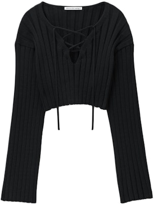 (W) Alexander Wang SS24 寬鬆短版針織套頭衫 - 黑色 4KC2241014-001 Order (W) Alexander Wang SS24 寬鬆短版針織套頭衫 - 黑色 4KC2241014-001