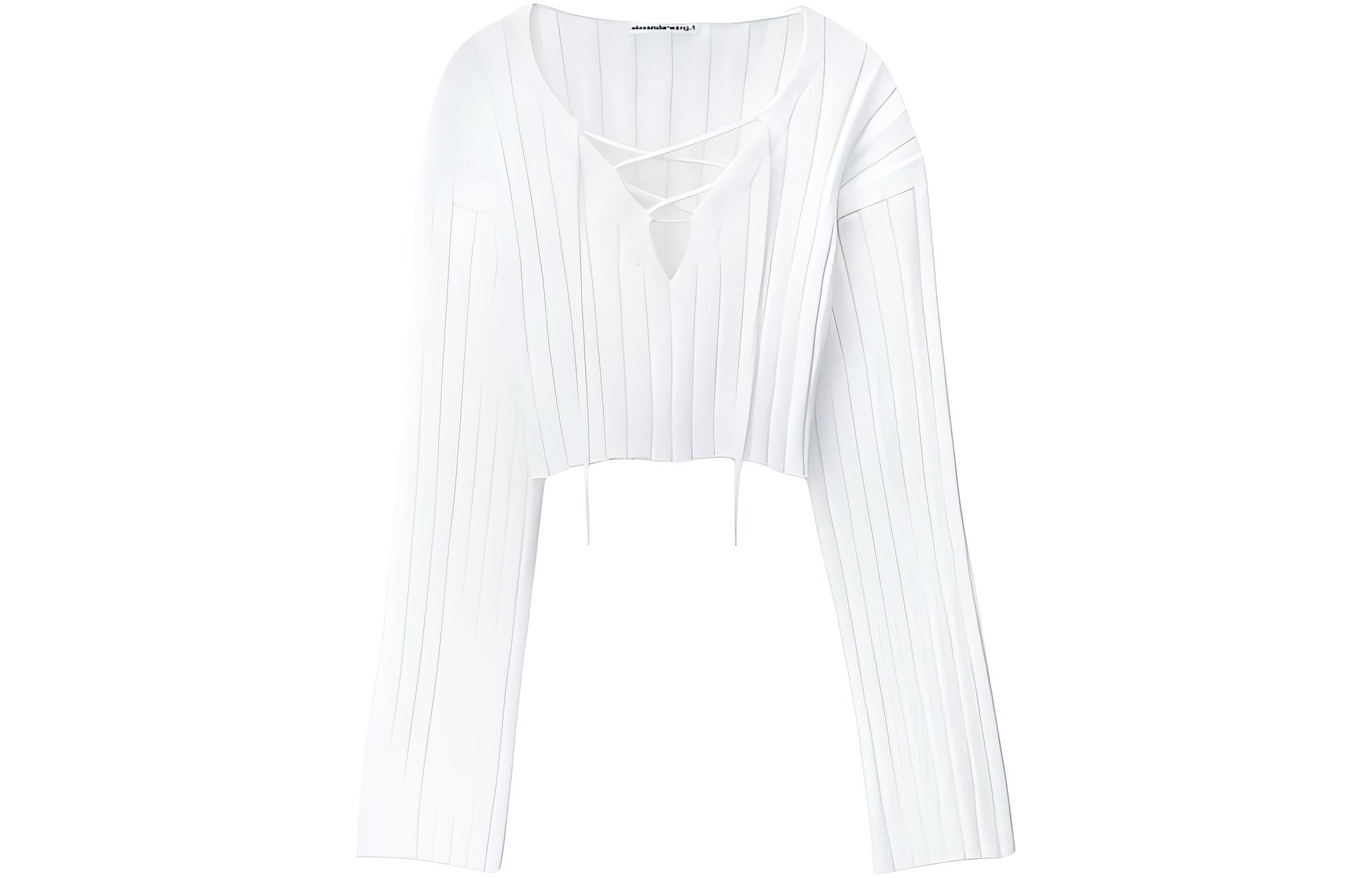 (Women) Alexander Wang SS24  Oversized Cropped Pullover Knit Sweater White 4KC2241014-100