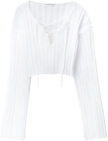 (Women) Alexander Wang SS24 Oversized Cropped Pullover Knit Sweater White 4KC2241014-100 (Women) Alexander Wang SS24 Oversized Cropped Pullover Knit Sweater White 4KC2241014-100