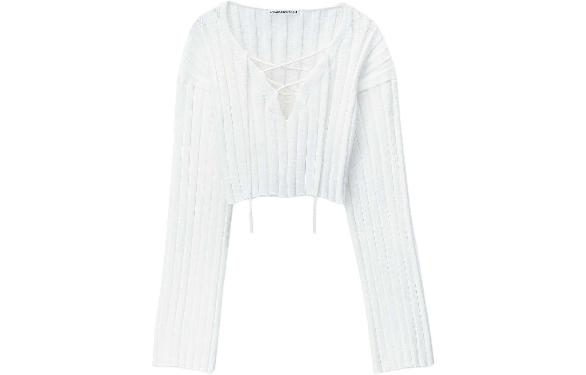 Order (W) 알렉산더왕 SS24 오버사이즈 크롭 니트 스웨터 화이트 4KC2241014-100