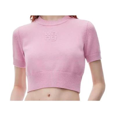 (Women) Alexander Wang SS24 Pink Casual Short-Sleeve Pullover Sweater. 4KC22410266-97A