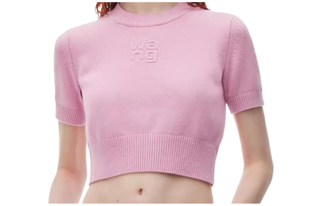 Order (W) 알렉산더 왕 SS24 핑크 캐주얼 반팔 풀오버 스웨터. 4KC22410266-97A