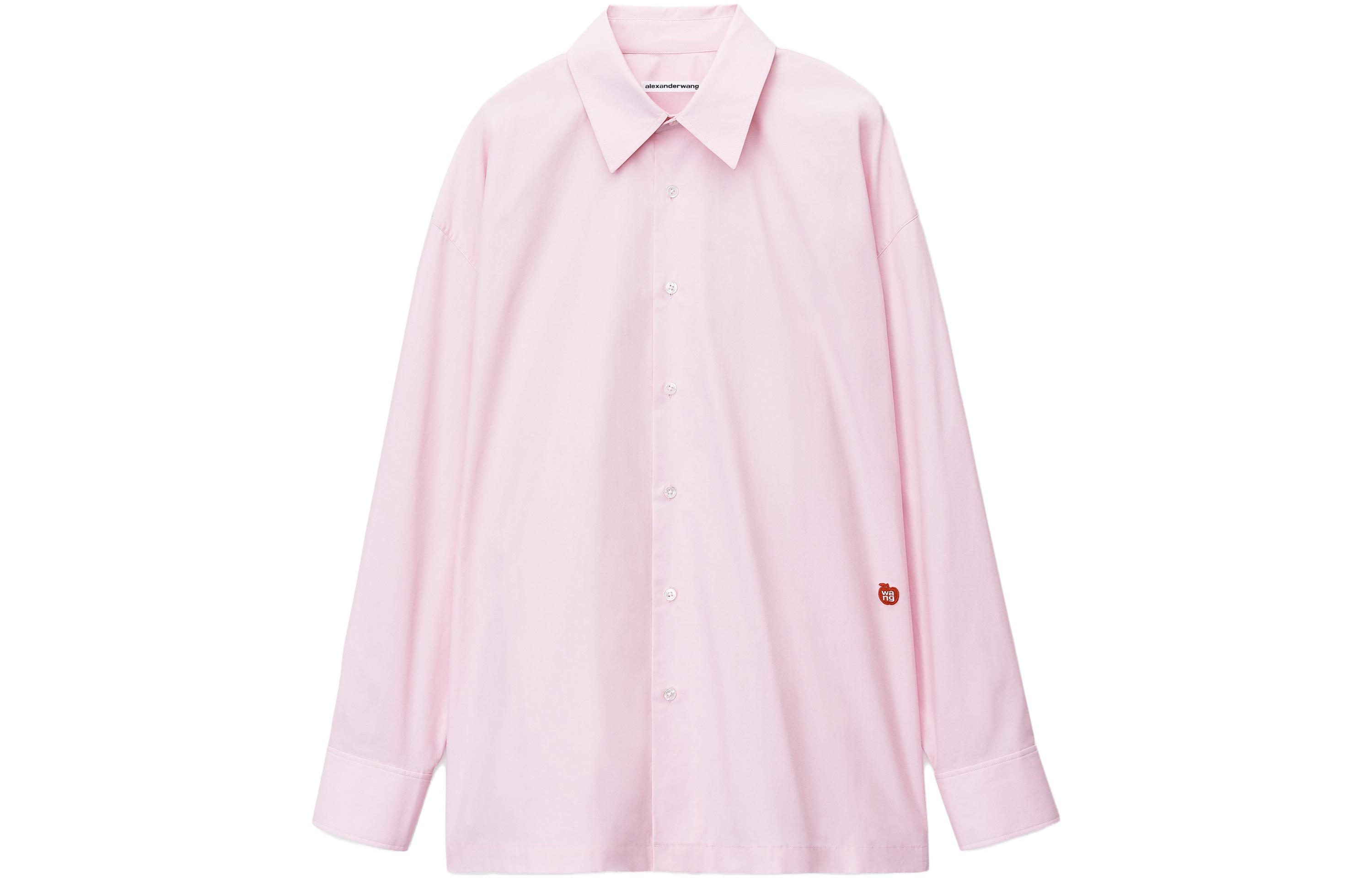 (Women) Alexander Wang SS24  Pink Cotton Button-Up Long Sleeve Shirt. 4WC1241449-680