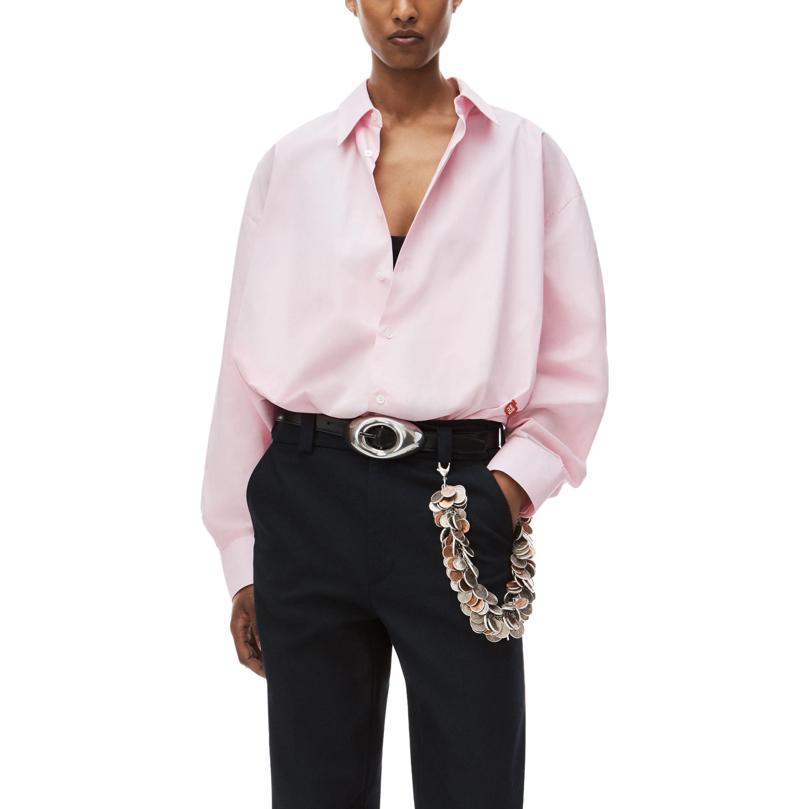 Lookbook (W) アレキサンダーワン SS24 ピンク コットン ボタンアップ 長袖シャツ. 4WC1241449-680