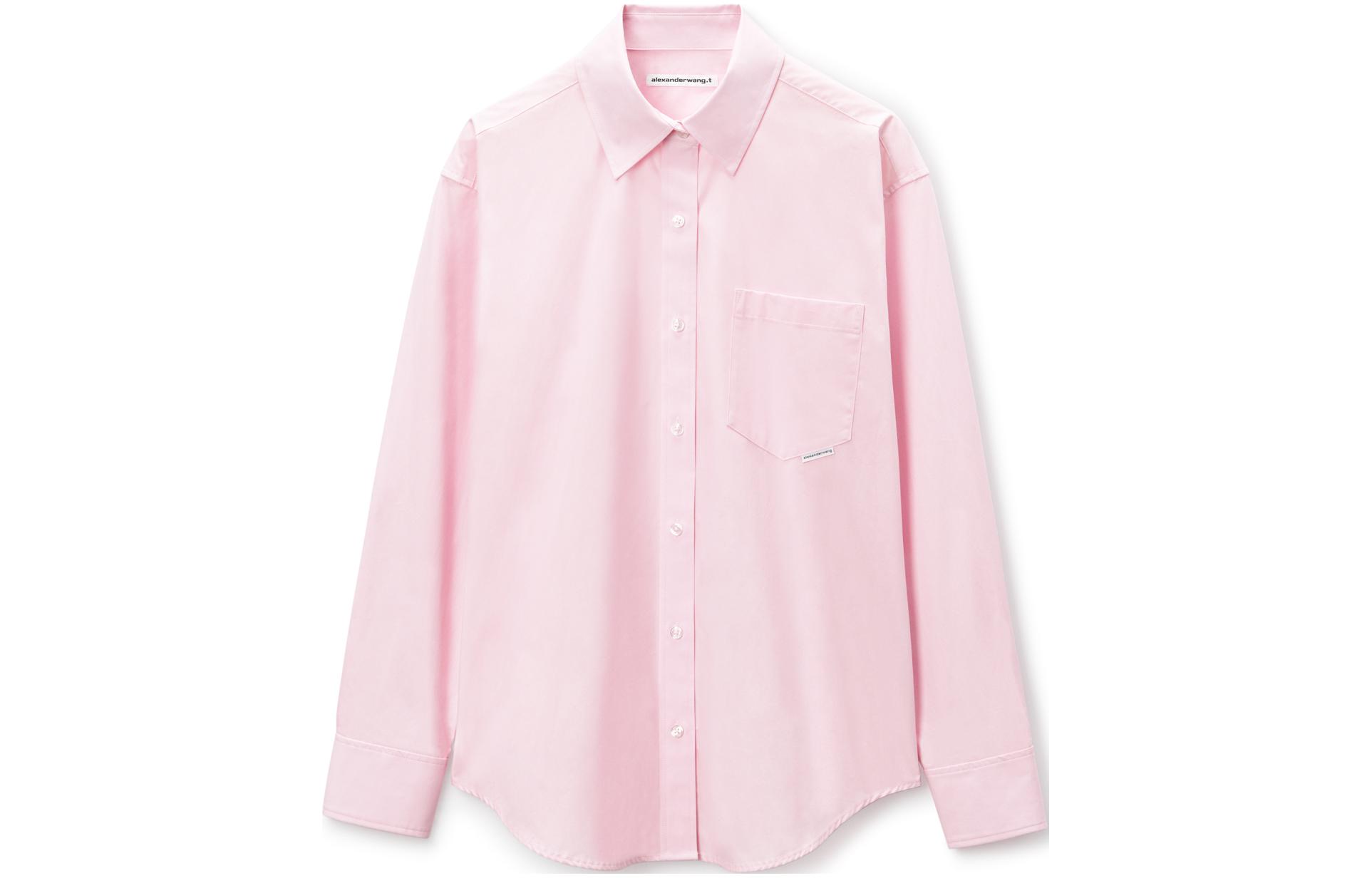 Order (W) アレキサンダーワン SS24 ピンク 無地 ボタンアップ 長袖シャツ 4WC2241482680
