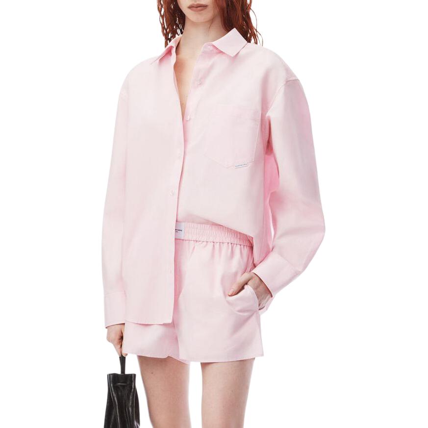 Lookbook (W) アレキサンダーワン SS24 ピンク 無地 ボタンアップ 長袖シャツ 4WC2241482680