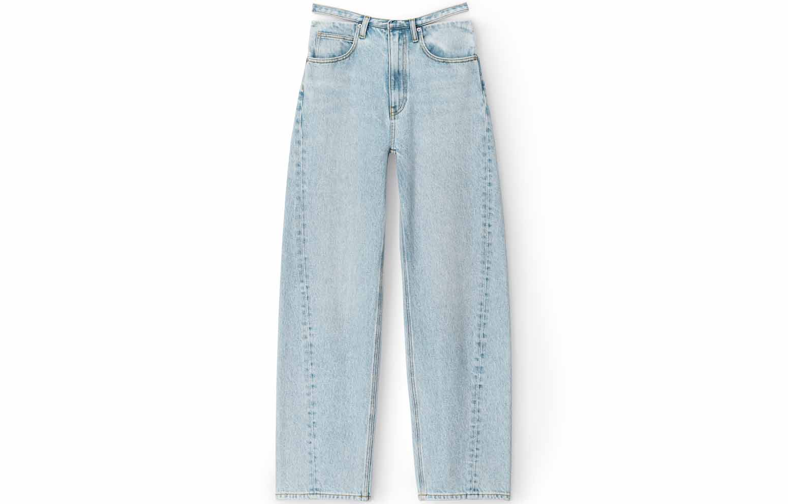 Order (W) Alexander Wang SS24 Jeans Biru Potongan Santai Mid-Rise Wide-Leg Detachable 4DC1244249-453