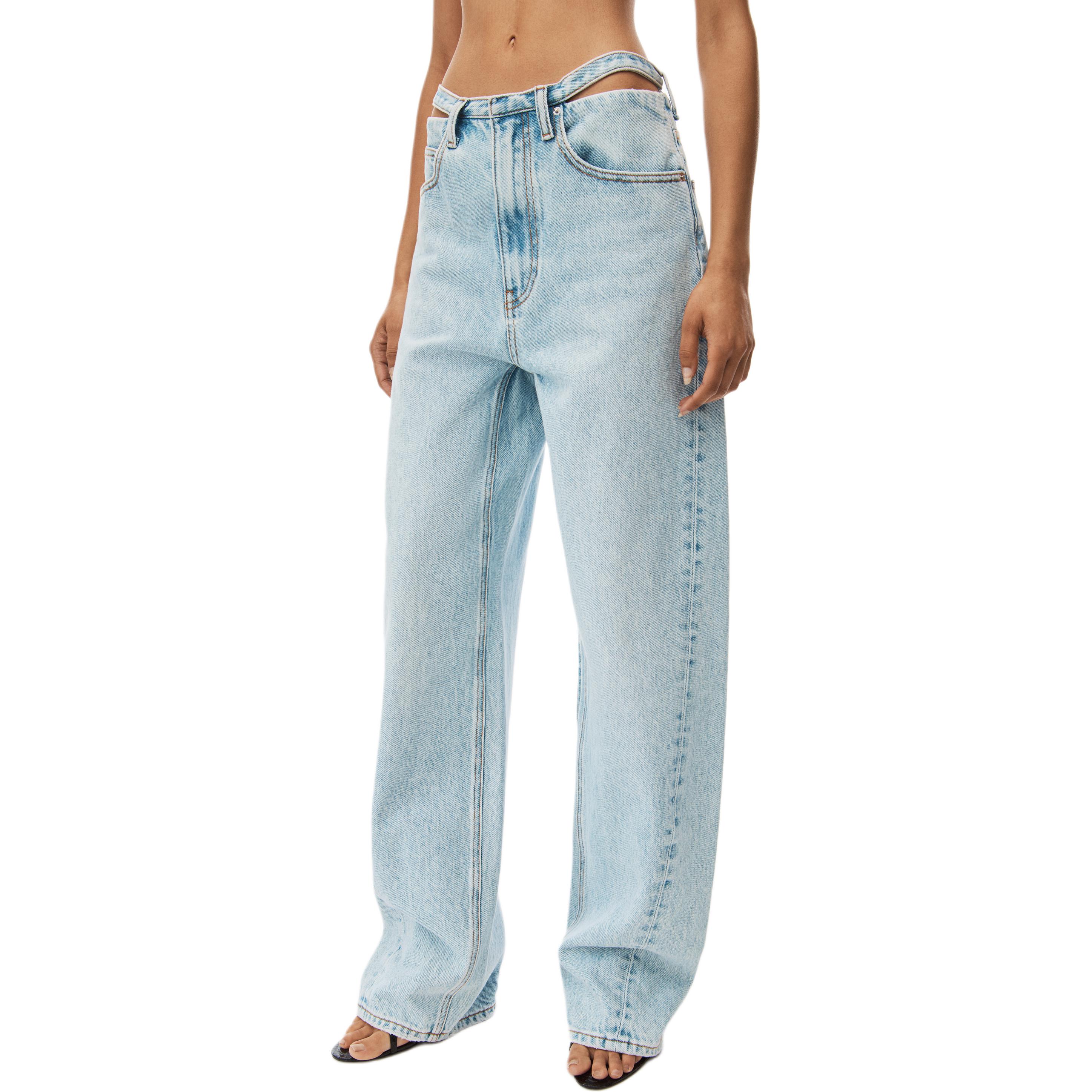 Lookbook (W) Alexander Wang SS24 Jeans Biru Potongan Santai Mid-Rise Wide-Leg Detachable 4DC1244249-453