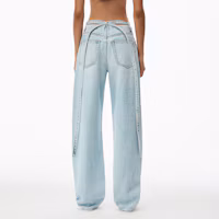 Shop (W) Alexander Wang SS24 寬鬆中腰寬褲可拆卸牛仔褲 藍色 4DC1244249-453