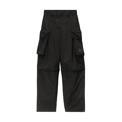(Women) Alexander Wang SS24 Relaxed Wide-Leg Cargo Pants Mid-Rise Black 4WC3244369-BLACK