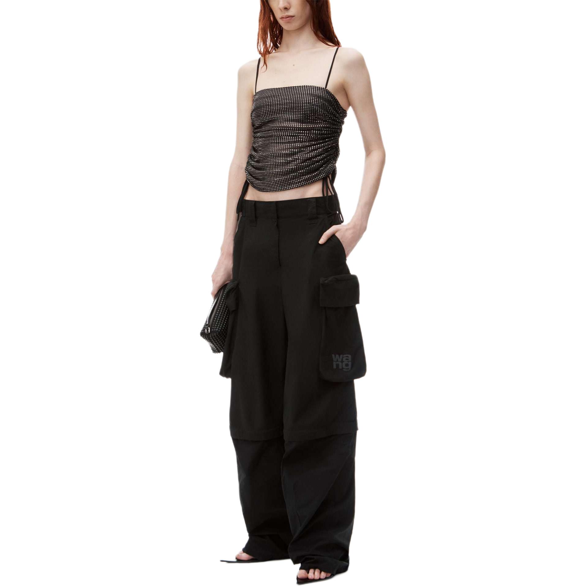 Lookbook (W) Alexander Wang SS24 Pantalones Cargo Pierna Ancha Tiro Medio Negro 4WC3244369-BLACK