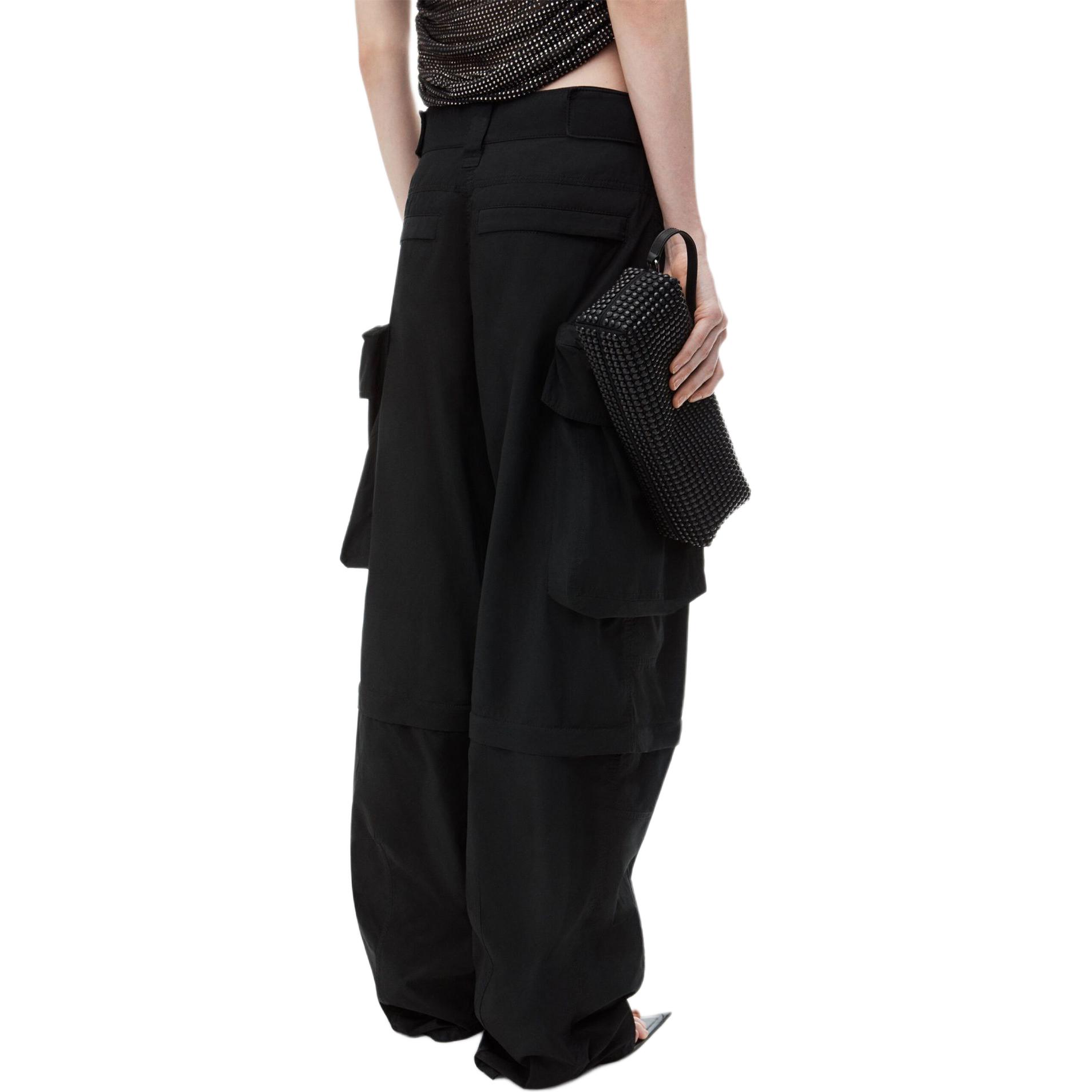 Purchase (W) Alexander Wang SS24 Pantalones Cargo Pierna Ancha Tiro Medio Negro 4WC3244369-BLACK