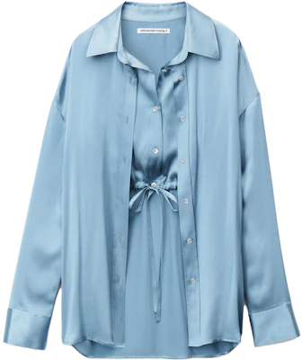 (W) Alexander Wang SS24 藍色絲質層次休閒長袖襯衫外套 4WC12414444-71B Buy (W) Alexander Wang SS24 藍色絲質層次休閒長袖襯衫外套 4WC12414444-71B