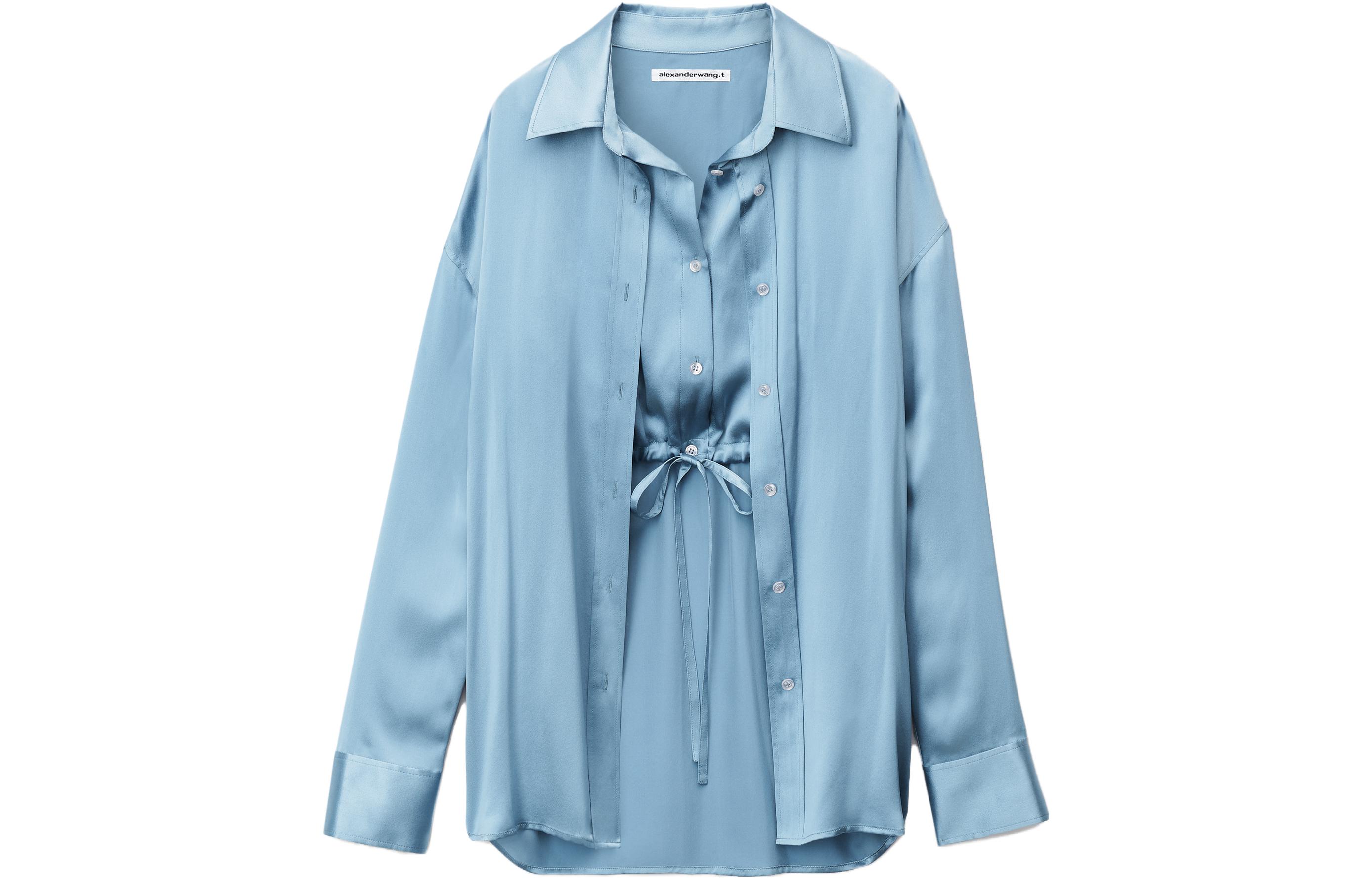 (Women) Alexander Wang SS24  Silk Layered Casual Long Sleeve Shirt Jacket Blue 4WC12414444-71B 圖 2
