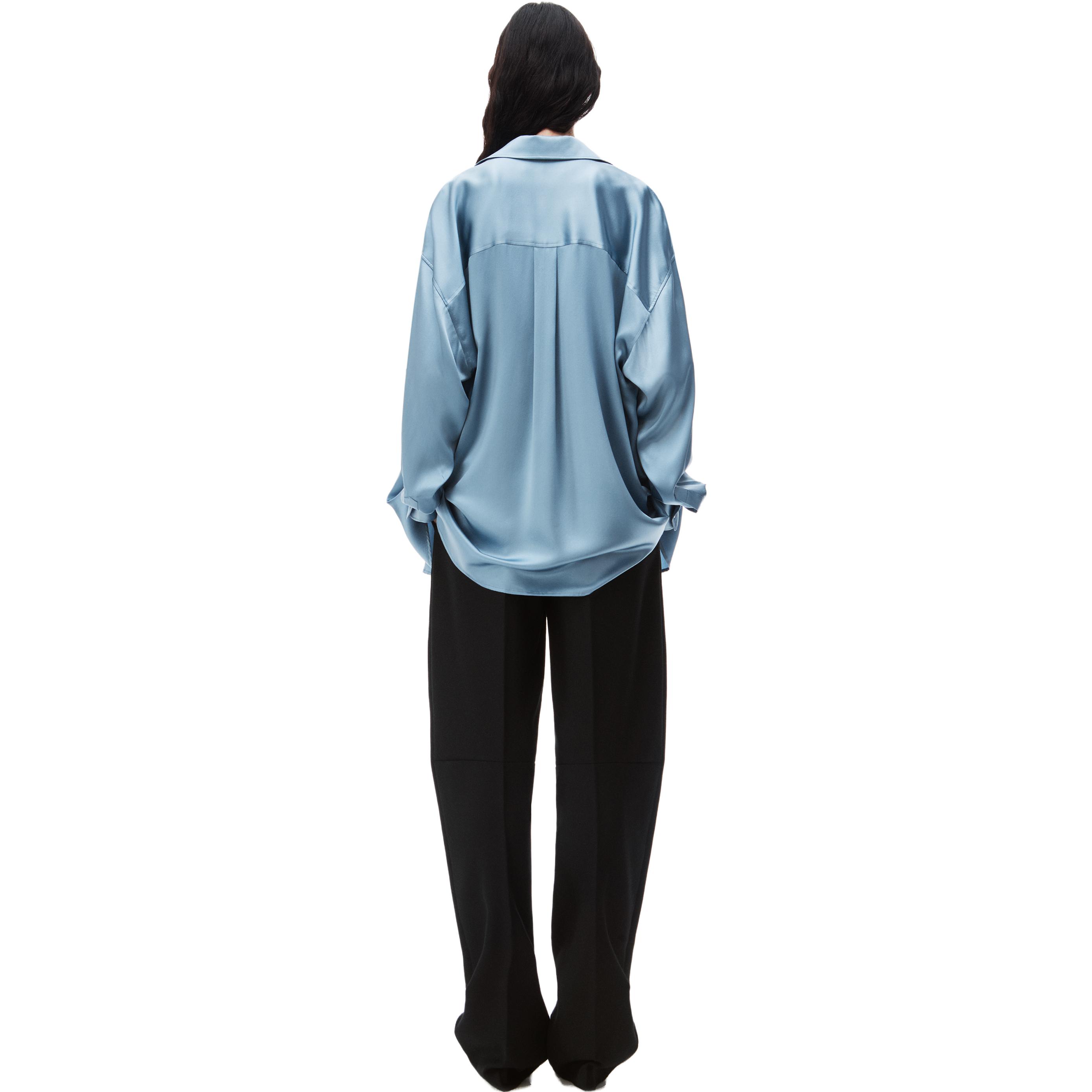 (Women) Alexander Wang SS24  Silk Layered Casual Long Sleeve Shirt Jacket Blue 4WC12414444-71B 圖 4