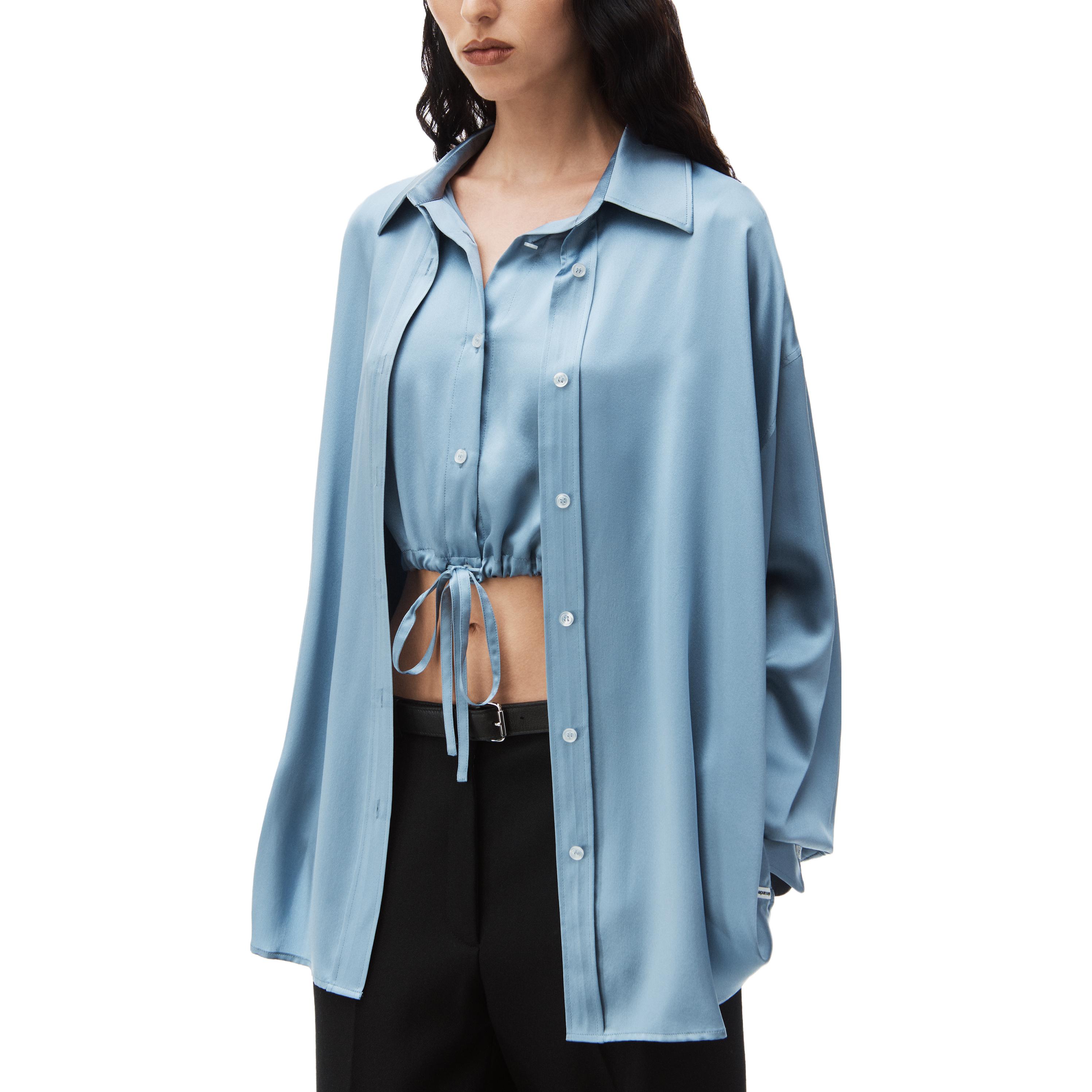 (Women) Alexander Wang SS24  Silk Layered Casual Long Sleeve Shirt Jacket Blue 4WC12414444-71B 圖 5