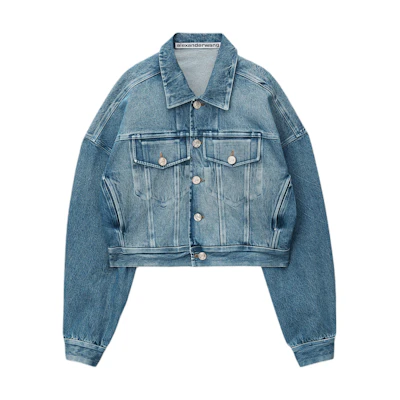 (Women) Alexander Wang SS24 Washed Denim Button-Up Jacket - Blue 1WC1242233-473