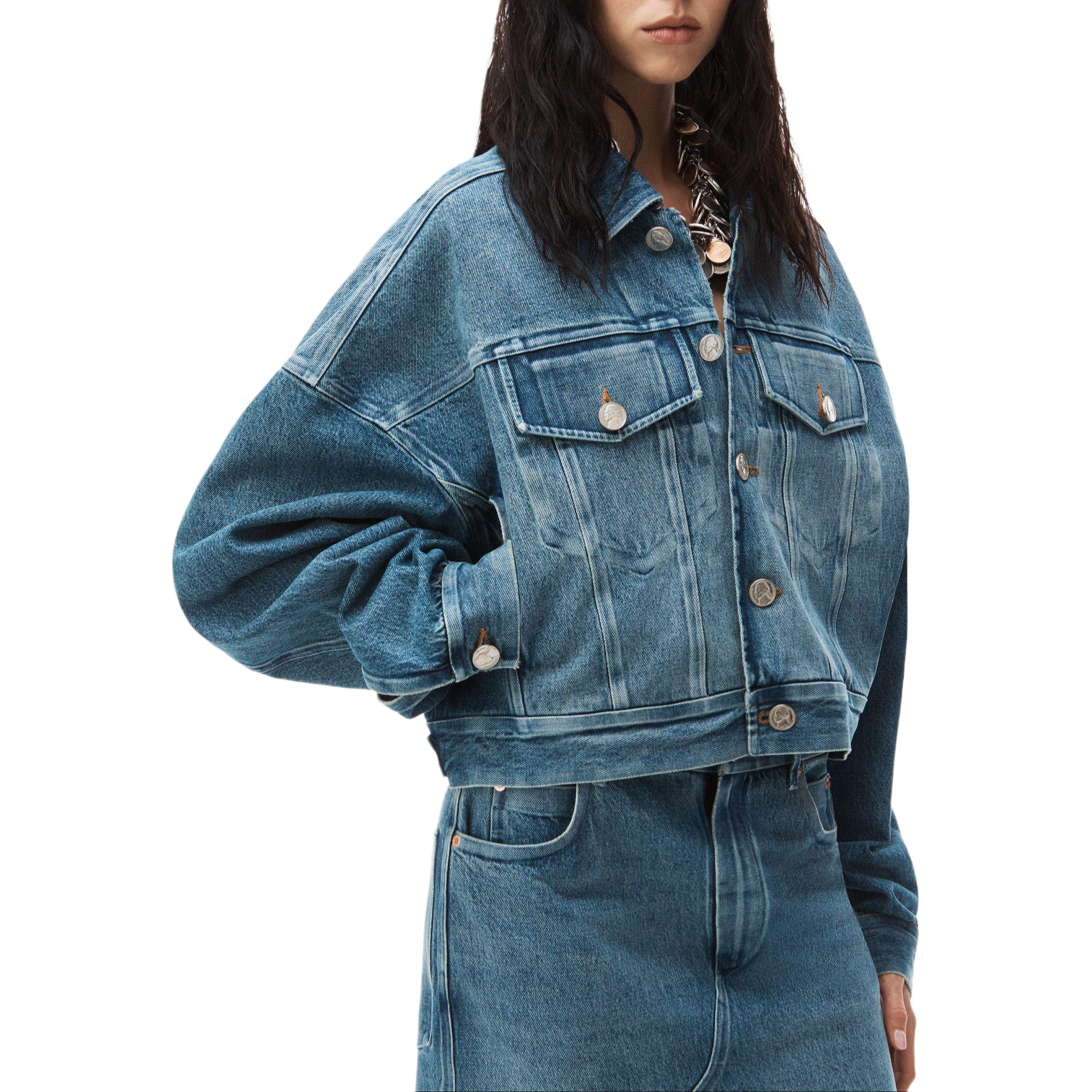 Shop (W) アレキサンダー ワン SS24 ウォッシュデニム ボタンアップジャケット ブルー 1WC1242233-473