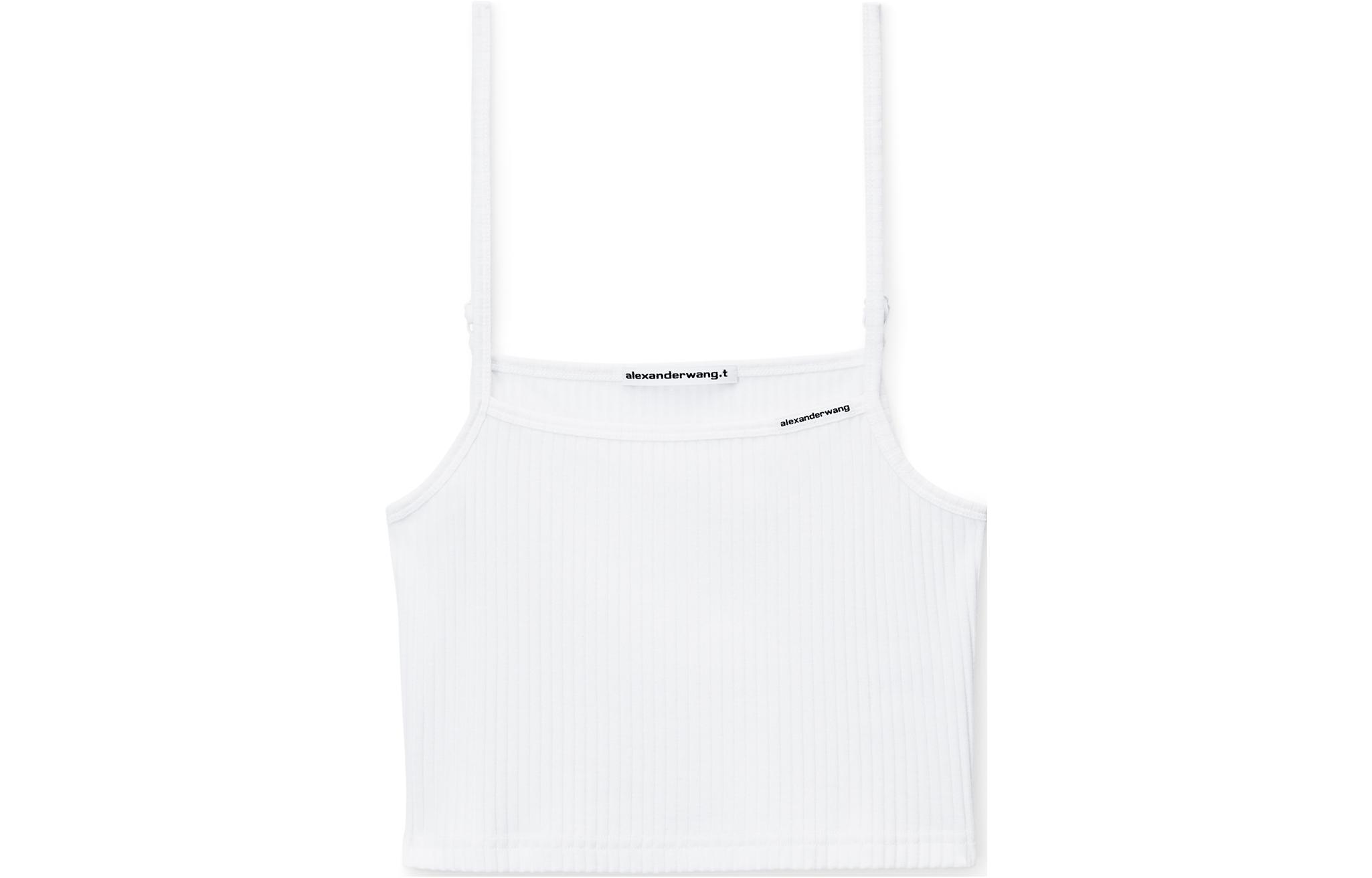 Order (W) Alexander Wang SS24 Tank Top Putih Ribbed Cropped. 4CC1241448100