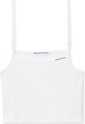 (W) Alexander Wang SS24 Tank Top Putih Ribbed Cropped. 4CC1241448100 Order (W) Alexander Wang SS24 Tank Top Putih Ribbed Cropped. 4CC1241448100
