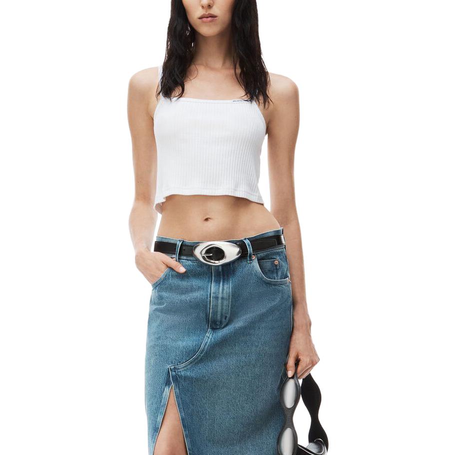 Purchase (W) Alexander Wang SS24 Tank Top Putih Ribbed Cropped. 4CC1241448100