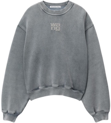 (W) Alexander Wang SS24 Sudadera Mujer Acid Wash Gris Logo Crewneck Pullover. 4CC32213600-37A Order (W) Alexander Wang SS24 Sudadera Mujer Acid Wash Gris Logo Crewneck Pullover. 4CC32213600-37A