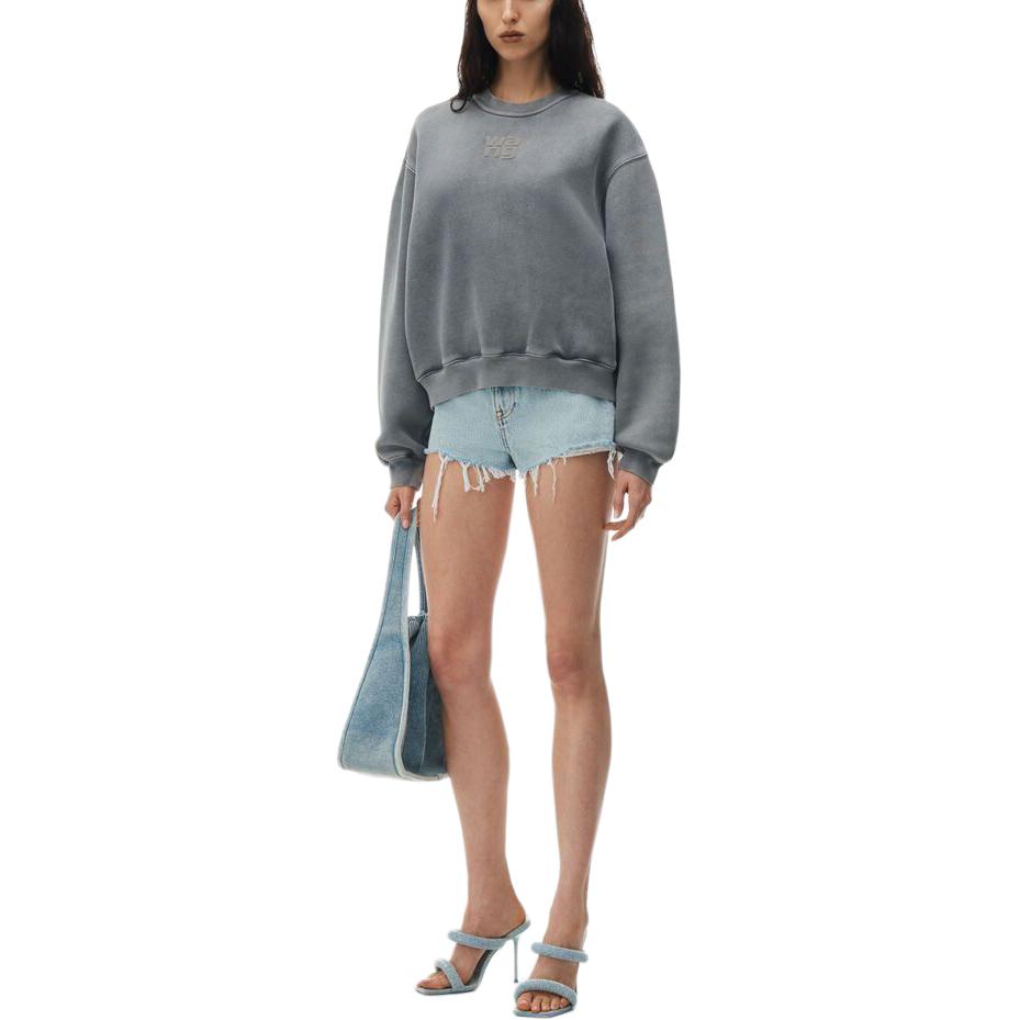 Lookbook (W) Alexander Wang SS24 Sudadera Mujer Acid Wash Gris Logo Crewneck Pullover. 4CC32213600-37A