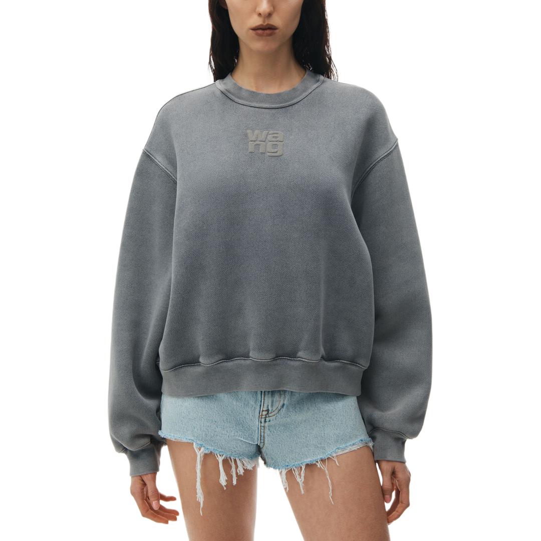 Shop (W) Alexander Wang SS24 Sudadera Mujer Acid Wash Gris Logo Crewneck Pullover. 4CC32213600-37A